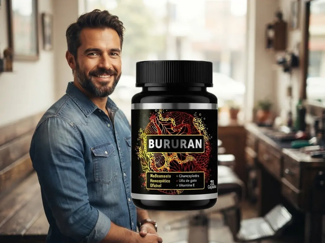 Barbero adulto junto al envase de Bururan Colombia